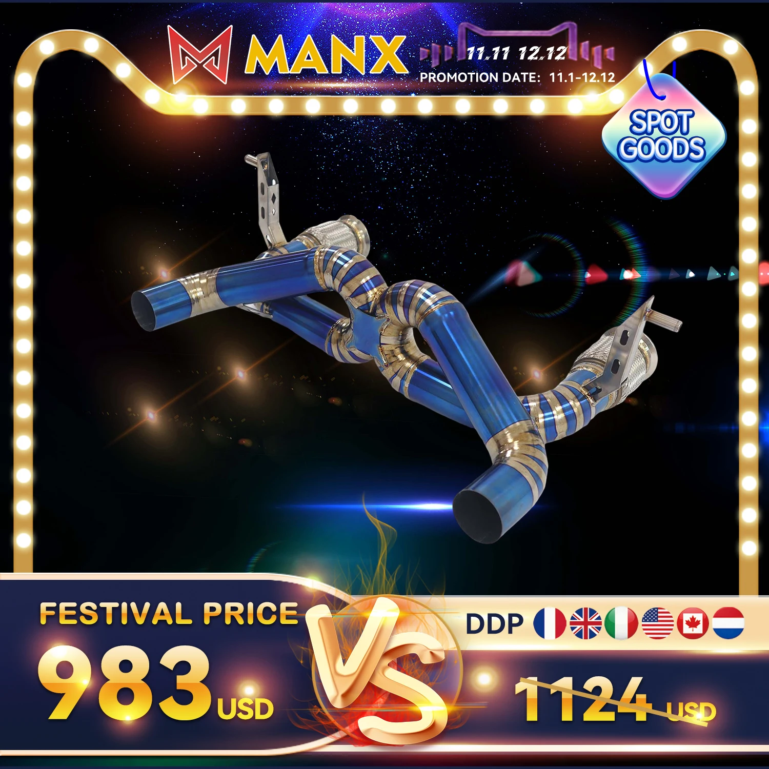 

11.11 MANX Ti for Lamborghini Huracán STO (EVO) Catback DIY modification Exhaust system Lossless installation