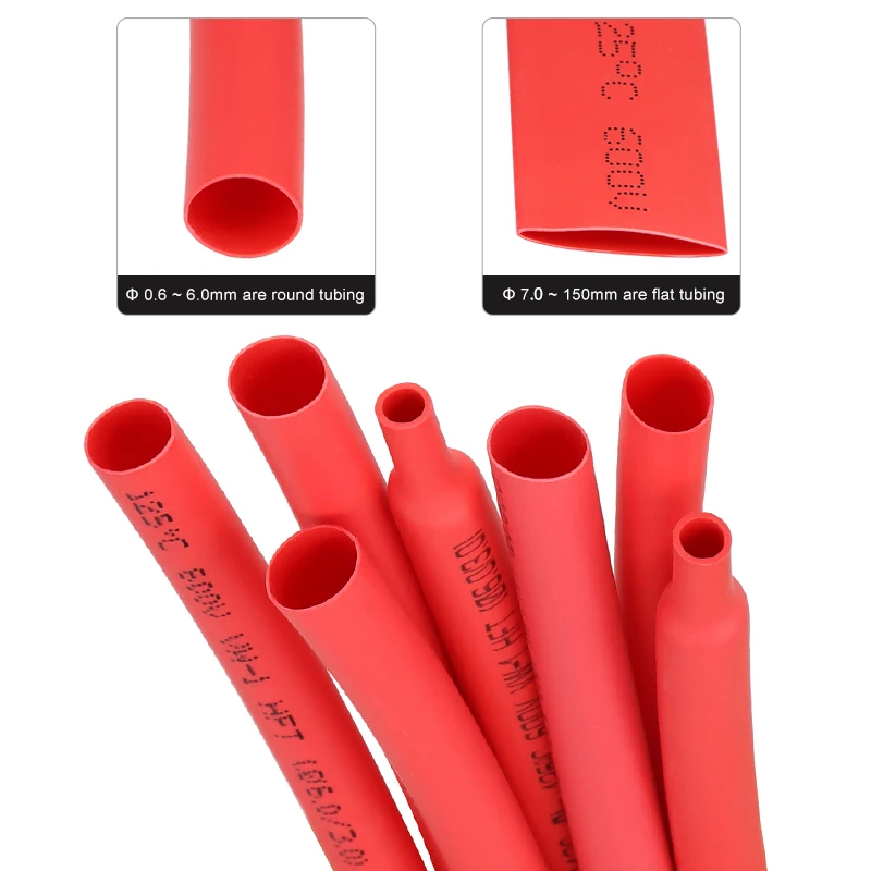 

Cable Sleeving Dia 0.6mm ~ 80mm Red Heat Shrink Tube DIY Connector Repair Wrap Wire 2:1 Polyolefin Insulation Protecctor Sleeve