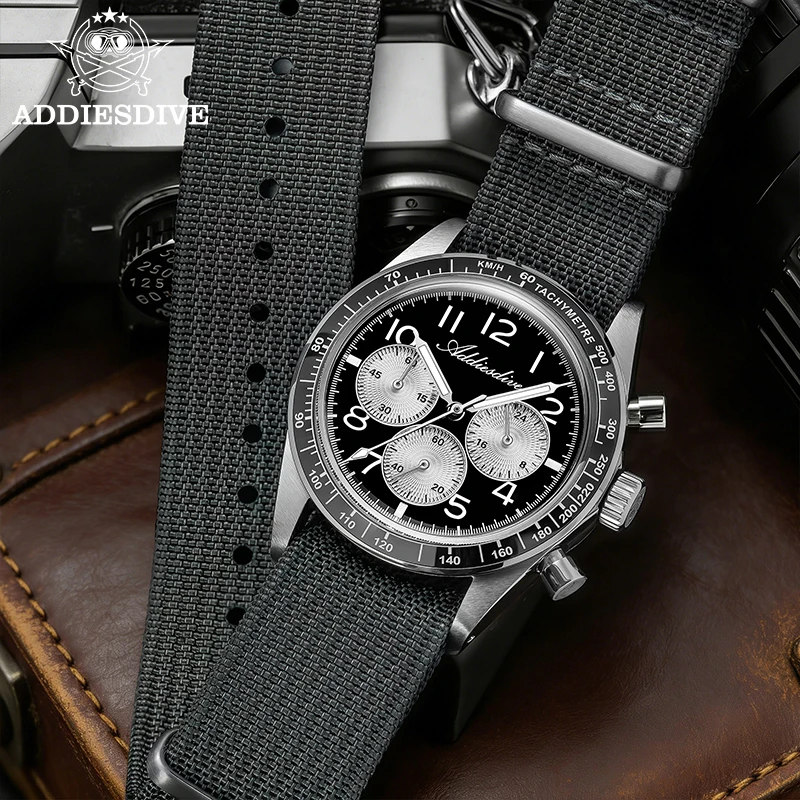 

ADDIESDVIE AD2543 New Stainless Steel Men Watch Ceramic Bezel Luminous Multifunctional Chronograph Quartz Watches Man Clock 2026