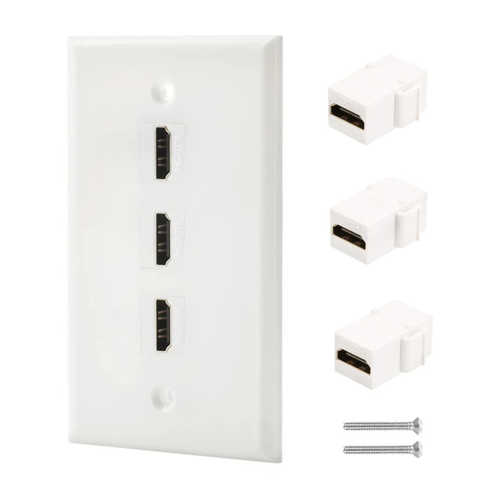 Nowa biała 1 2 3 4 6-portowa płytka ścienna HDMI żeńska-żeńska, panel łączący, przedłużacz gniazda.