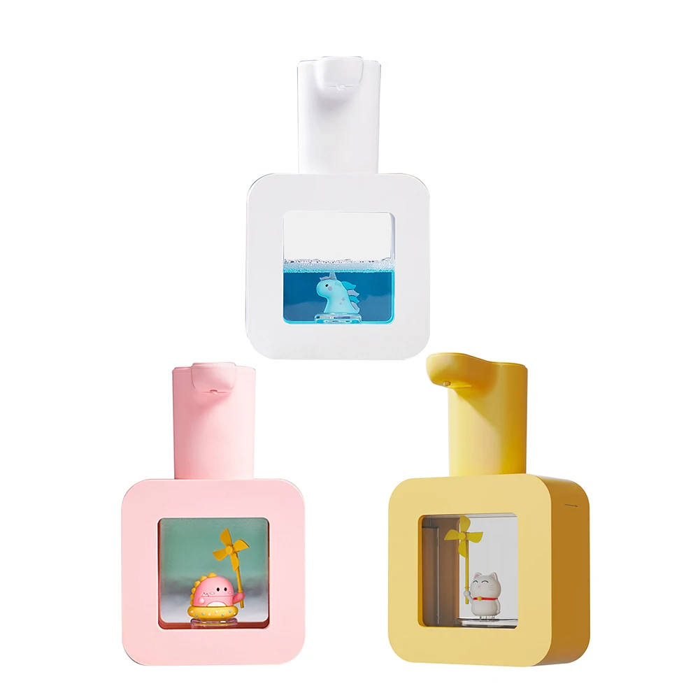 Cartoon Cute Pet Liquid Soap Dispensers USB Charging Liquid Foam Machine Wall Mounted Touchless Sensor for Bathroom School