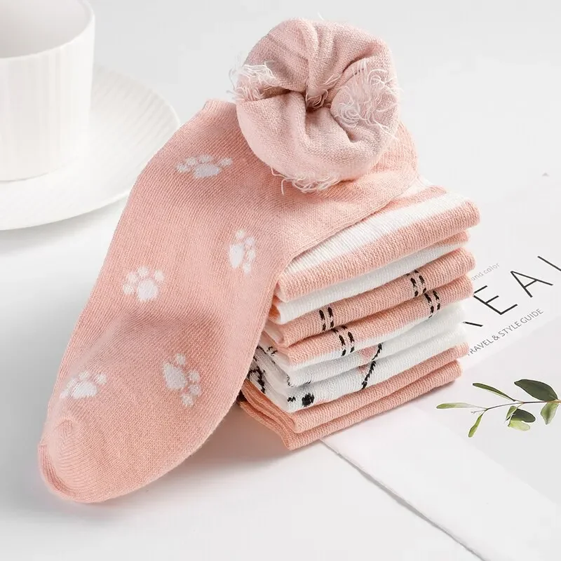 5 par krótkich skarpetek Cute Cat Fashion Iadies na co dzień
