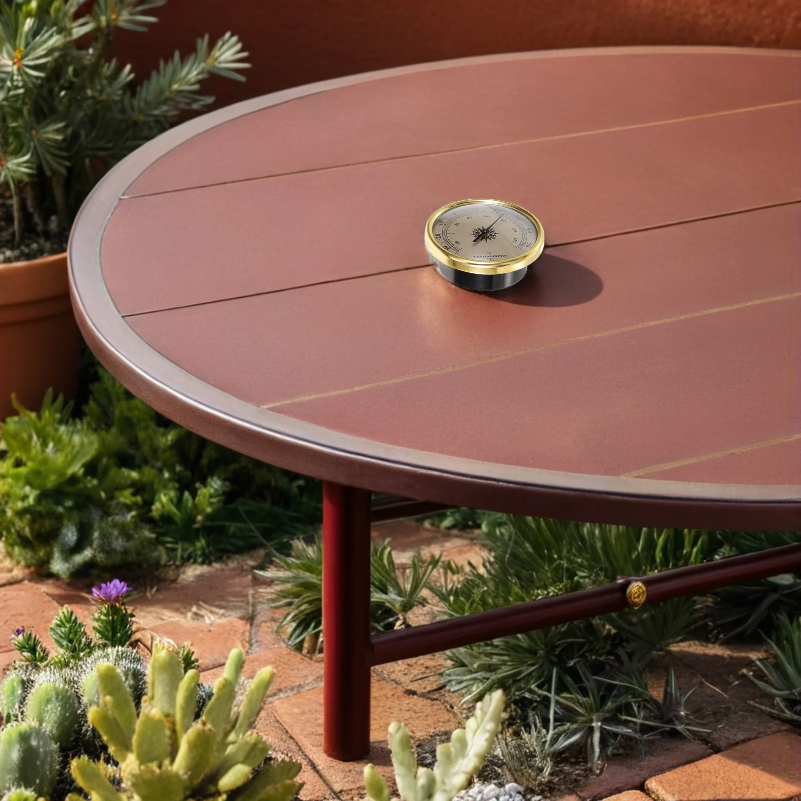 

2Pcs Embedded Thermometer Round Metal Indoor Decorative Temperature Gauge Wall-Mounted Weather Dial for Kitchen Lab Living Room