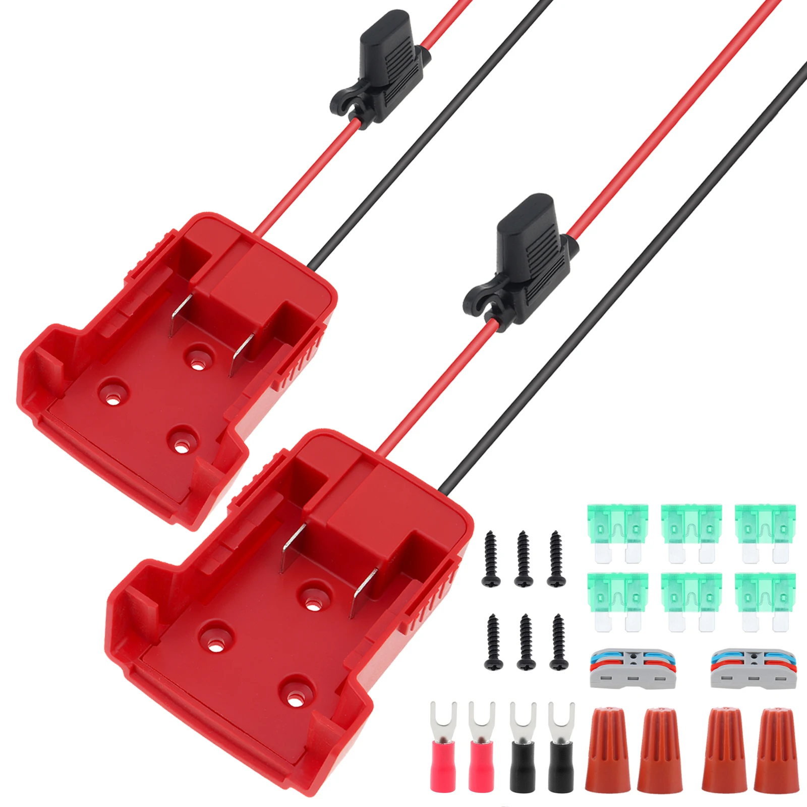 2pcs Power Wheel Adapter Battery Conversion Kit Fit for Milwaukee M18 Battery / Kids Ride On Toy with Fuse Holder