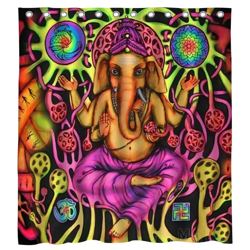 Ganeshas Reggae Psychedelic Beat Color Dynamic Music Atmosphere By Ho Me Lili Shower Curtain Bathroom Decor