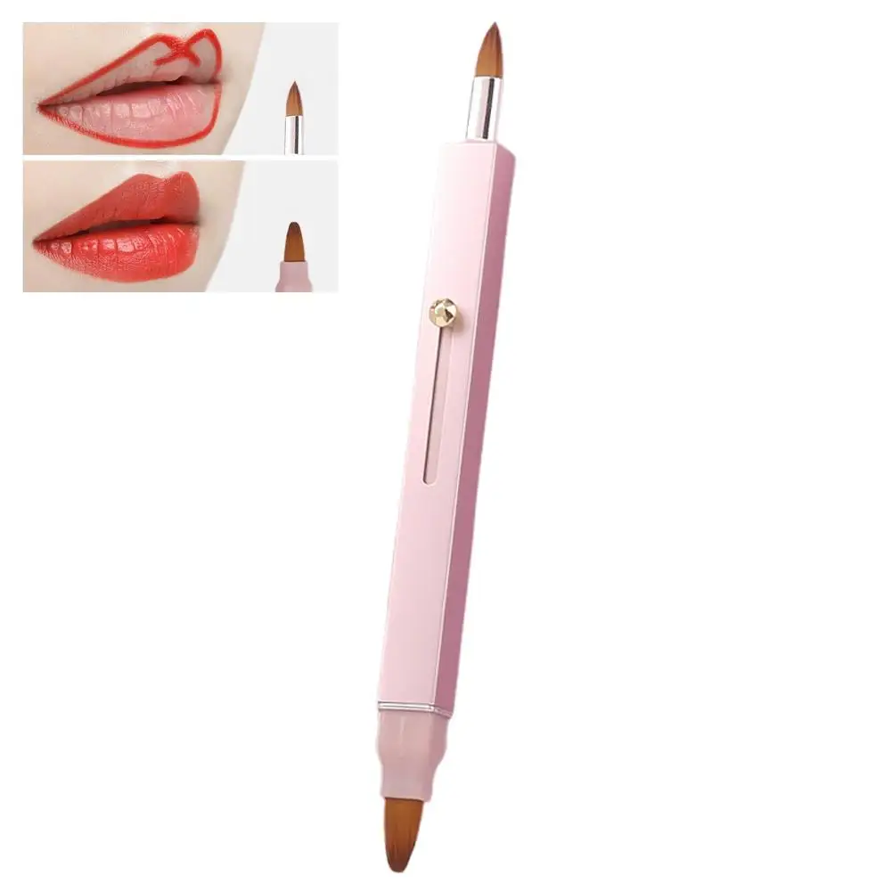 Matita per labbra opaca a doppia estremità a 3 colori Matita per labbra nuda Penna per rossetto rosa pesca naturale impermeabile Trucco per contorno con pennello
