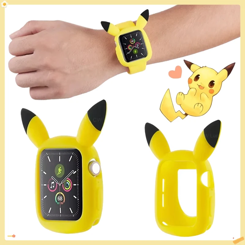

Pikachu Silicone Cover for Apple Watch Case 40mm 44mm Cartoon Soft Protective Cases Apple Watch Series Cute Accessories Gifts