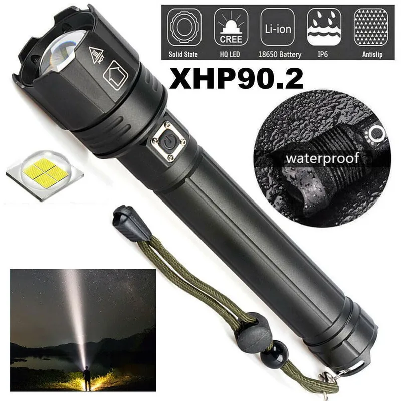 20000Lm White Laser LED Flashlight Tactical Torch Rechargeable Camping Hiking