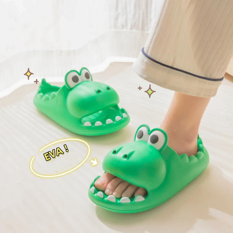 Unisex novelty creative bubble crocodile slippers Women soft open toe summer sandals slides Couple home non slip platform shoes