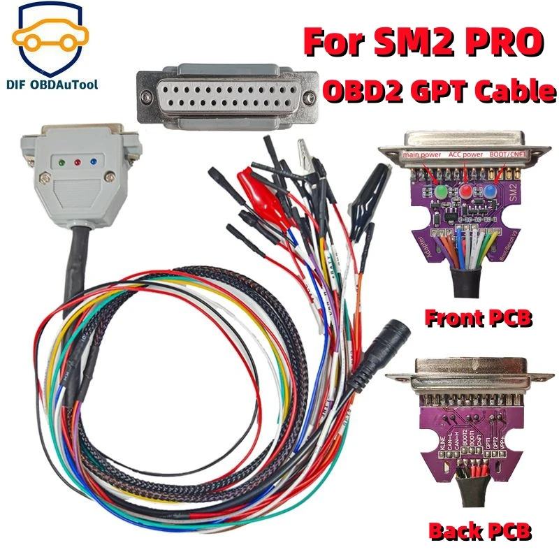 SM2 PRO Accessories with GPT function ODB2 Cable DB 25pin purple PCB 3LED with Switch Display Pin Boot Reset CNF1 for SM2 pro