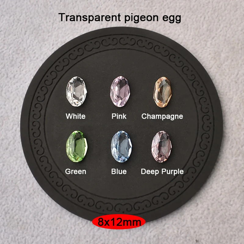 20/50PCS Transparent Pigeon Egg Nail Art Rhinestone Pointed Bottom Oval K9 Glass 3D Fingernail DIY Decoration 8x12MM