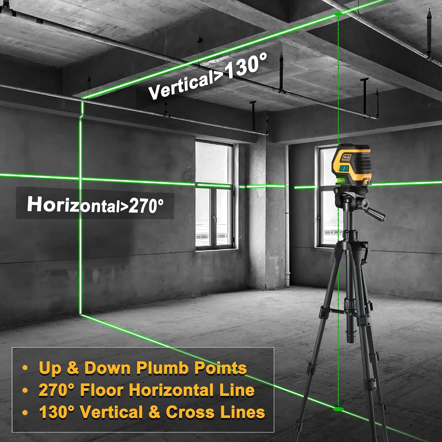^For Laser Level with Tripod & 2 Plumb Dots - 100 Ft Rechargeable Point Cross Laser Level Self Leveling - Plumb Spot Alignment W