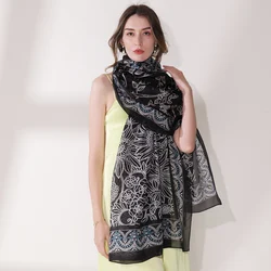 Luxury Brand Women Summer Silk Scarves Shawl Lady Wrap Soft Female Europe Designer Beach Bandanna foulard muffler pareo