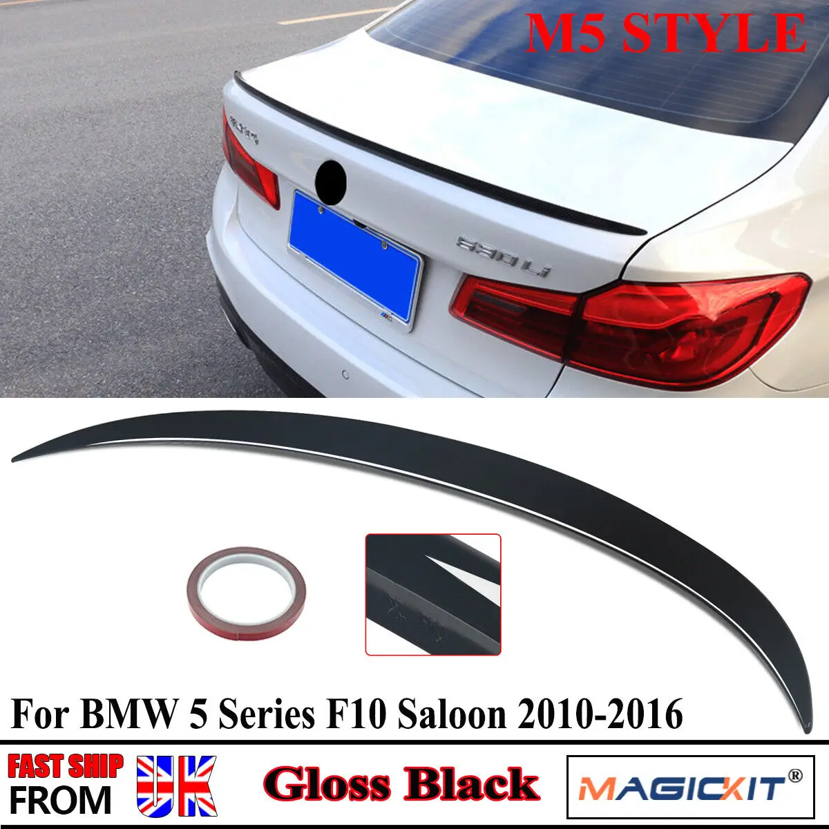 

FOR BMW 5 SERIES F10 Rear Roof Spoiler M5 STYLE 2010 2011 2012 2013 2014 2015 2016 GLOSS BLACK REAR TRUNK LID LIP BOOT SPOILER