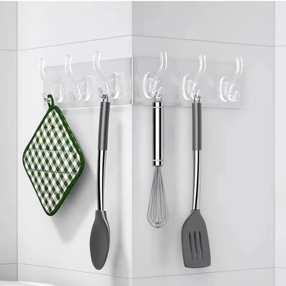 Ganchos autoadhesivos fuertes, gancho colgante transparente impermeable, llave para toalla de baño, cocina y baño, 1-5 unidades.