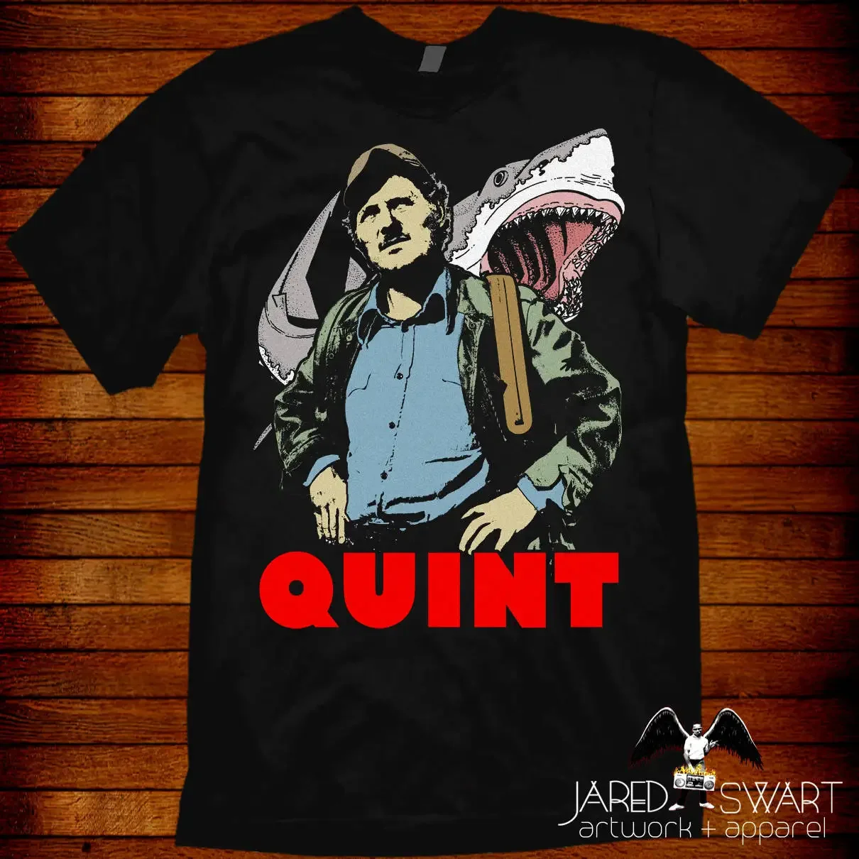 Jaws T shirt Quint based on the classic 1975 movie Sizes S M L Xl 2xl 3xl 4xl 5xl