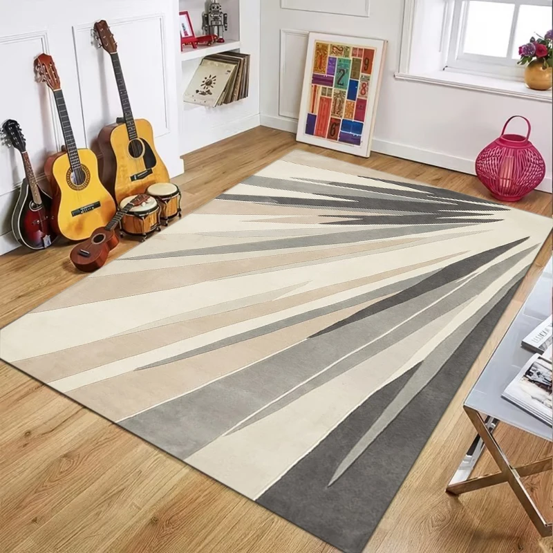 Modern Geometric Starburst Area Rug, Abstract Color Block Floor Mat for Living Room Bedroom Non-Slip Washable Home Decor Carpet
