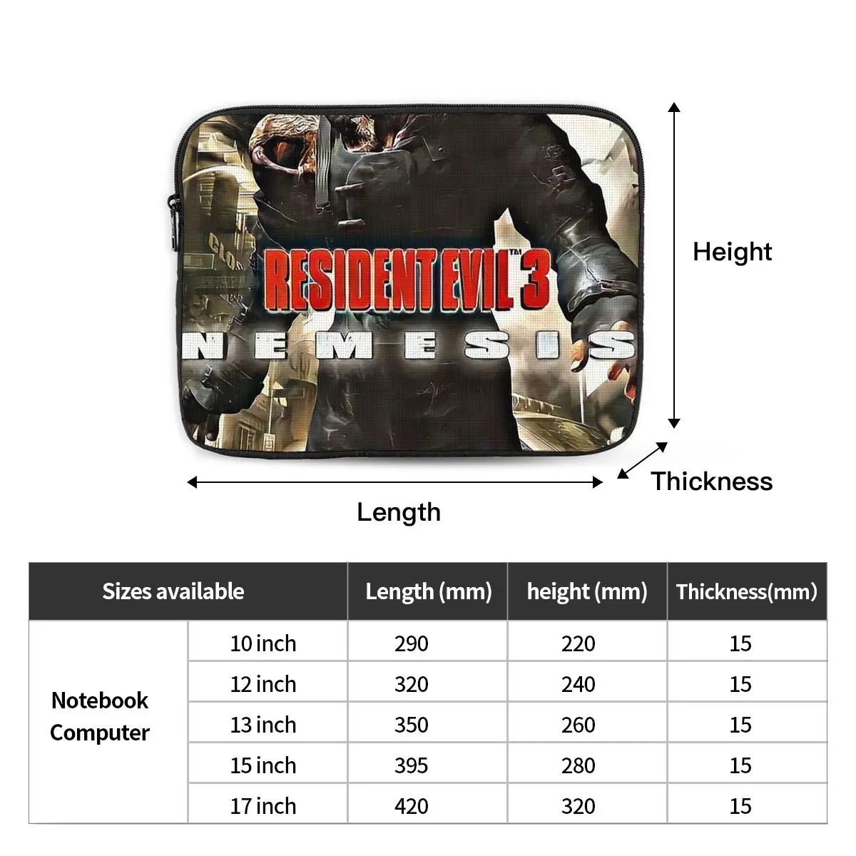 Resident Evils 3 Nemesis V1 Notebook Laptop Bag Case Pouch 10 12 13 15 17 Inch For Macbook Air Pro Tablet Shockproof Case Bag