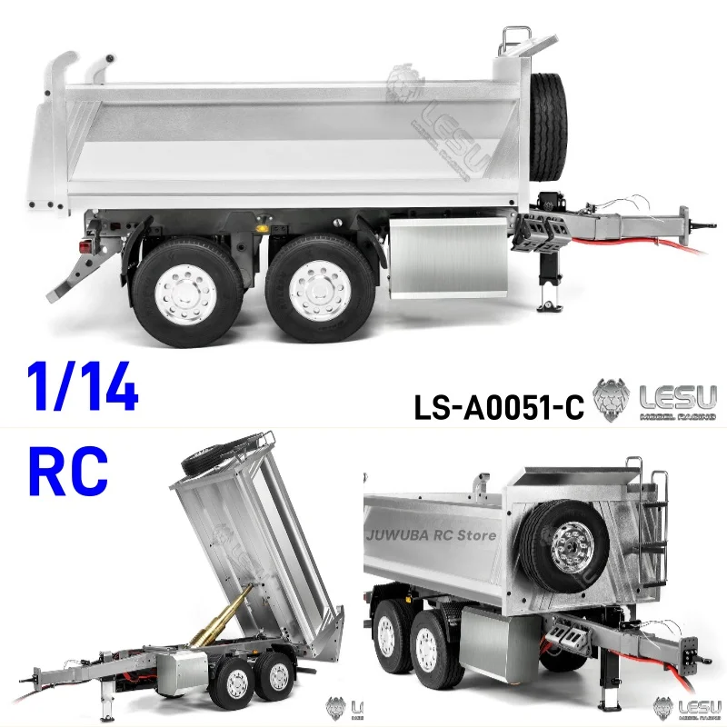 LESU RC 1/14 Dump Vollanhänger mit Hydraulikzylinder LS-A0051-C Kit Version für Tamiya 1/14 RC Dump Truck Kipper DIY Teile