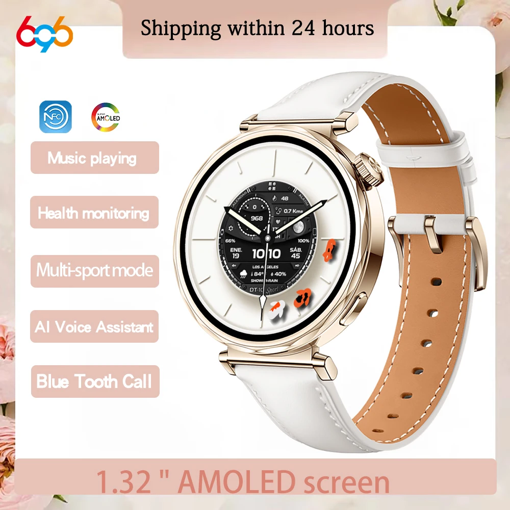 

AMOLED-экран, женские умные часы с синим зубом, голосовой помощник, NFC, пульсометр, здоровье, женские часы, спортивные женские умные часы для девочек