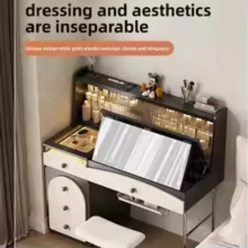 *-*modern Simple Small Apartment, Bedroom Makeup Table Integrated French Cream Style Flip Dresser, Locker, Makeup Table Luxury H
