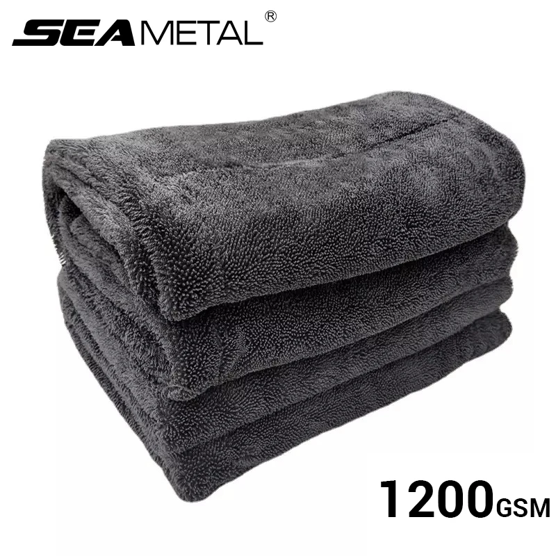 SEAMETAL Ręcznik do mycia samochodu 1200GSM Mikrofibra Dwustronna Ultrachłonna ściereczka do mycia samochodu Ręcznik do czyszczenia i suszenia Akcesoria do mycia