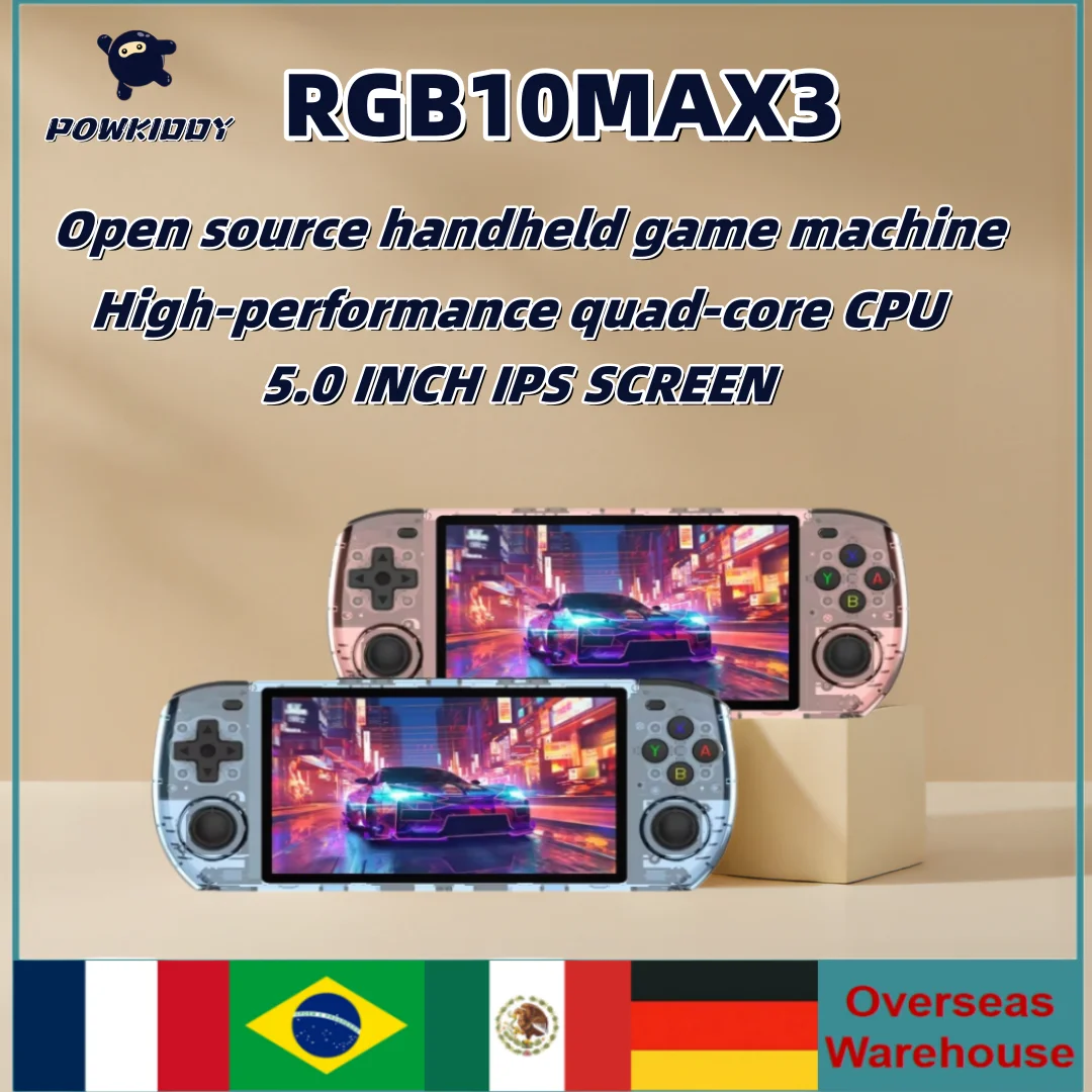 POWKIDDY RGB10 MAX3 Retro Handheld Game Console 5 Inch 1280*720 IPS Screen RK3566 Open-Source Retro Gaming Children's Gifts