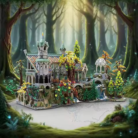 NEW 3142PCS Lording of The Ringsed Movie creative idea ChildToy Assembly PuzzleGift DIY Rivending Mountain base Model MOC-10316