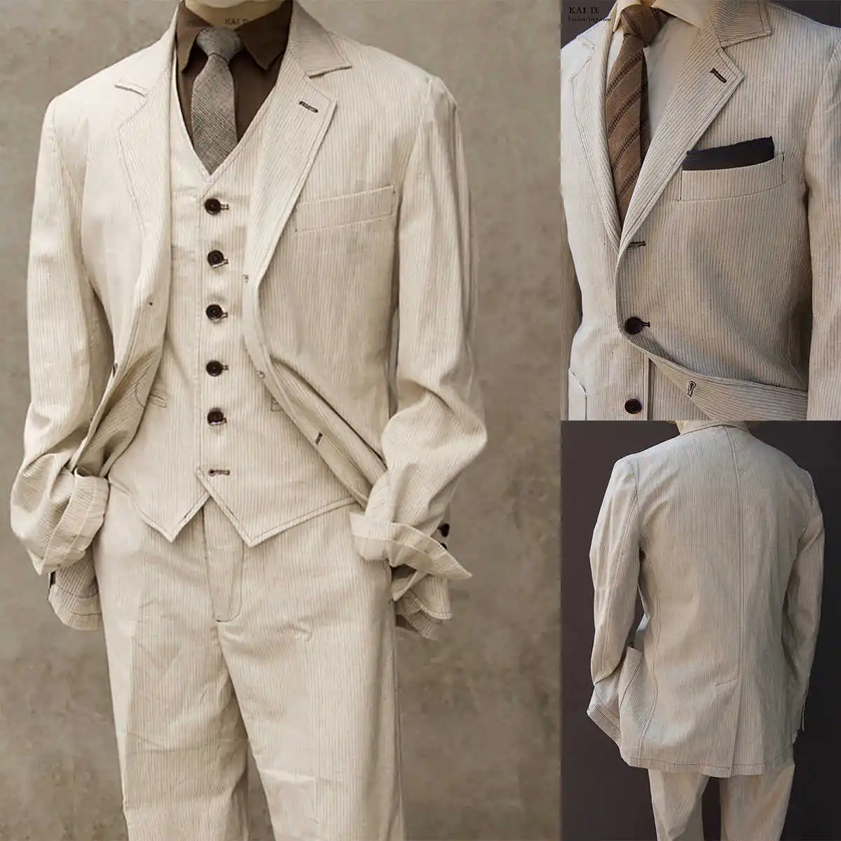 Casual Men's Suit 3 Pieces Blazer Vest Pants Bow Collar Single Breasted Buckle Wedding Bussiness Work Wear Costume Size Color