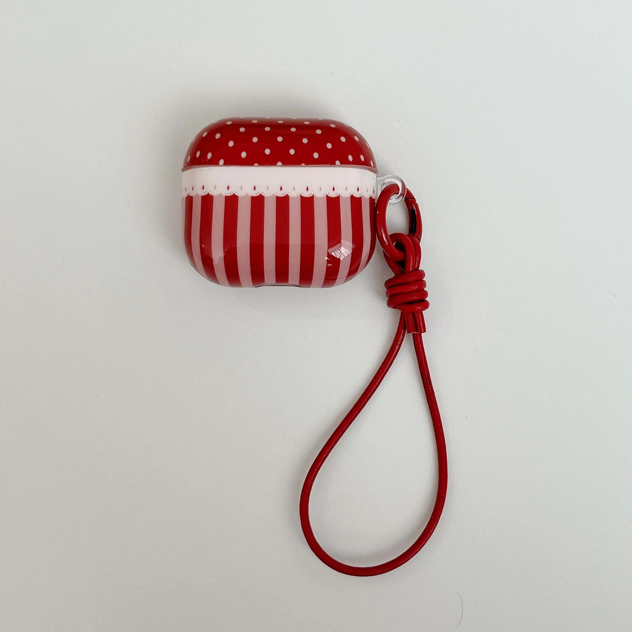 Coque imd point rouge pour apple airpods 4 3 pro 2nd 2 1, étui pour écouteurs, boîte de chargement bluetooth sans fil, housse de casque pendentif