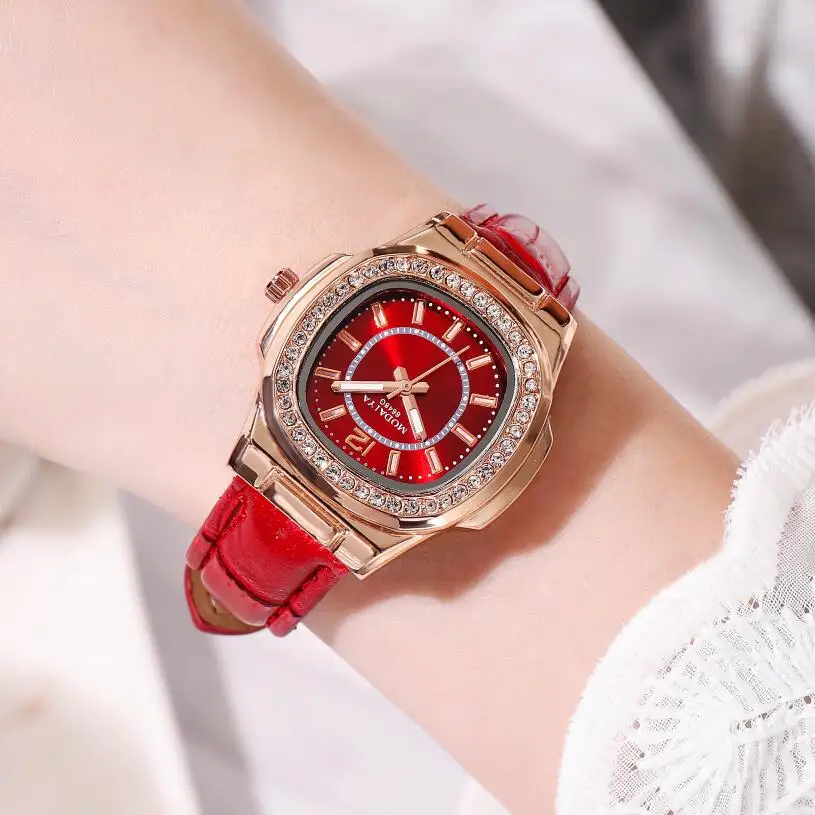 2022 Mới Dây Da Đầm Đồng Hồ Dành Cho Nữ Nữ Đen Cao Cấp Thương Hiệu Kim Cương Giả Đồng Hồ Đeo Tay Đồng Hồ Relogio Feminino Frete Gratis
