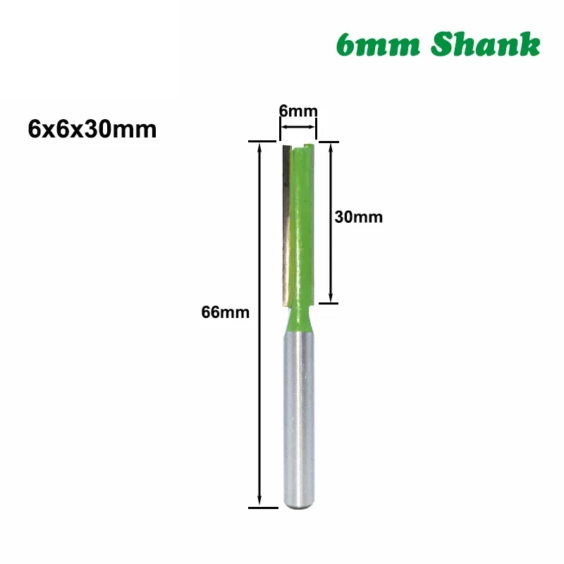 7PC/Set 6MM Shank Milling Cutter Wood Carving Single Double Flute Straight Milling Cutter Woodwork Tungsten Carbide Router Bit