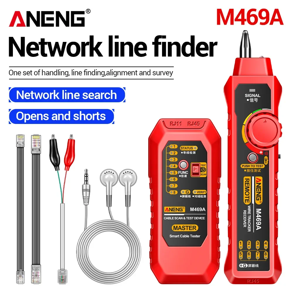 Network Line Finder Cable Tester ANENG M469A RJ45 RJ11 LAN Cable Tester Finder Wire Tracker Receiver Network Repair Testet Tools