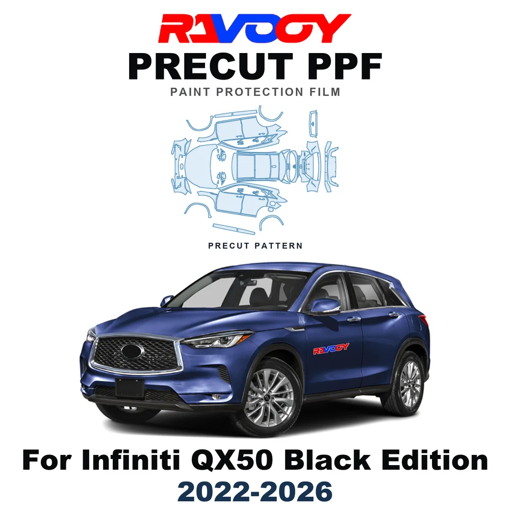 Precut PPF For Infiniti QX50 Black Edition 2022-2026 8.5mil TPU Paint Protection Film Hood Bonnet Bumper Headlight Self-Healing