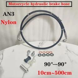 90-90 Degree Motorcycle Dirt Bike Braided Line Brake Hose Clutch Oil Pipe Hydraulic Banjo Pipe 30-500cm Universal Racing M8~M10