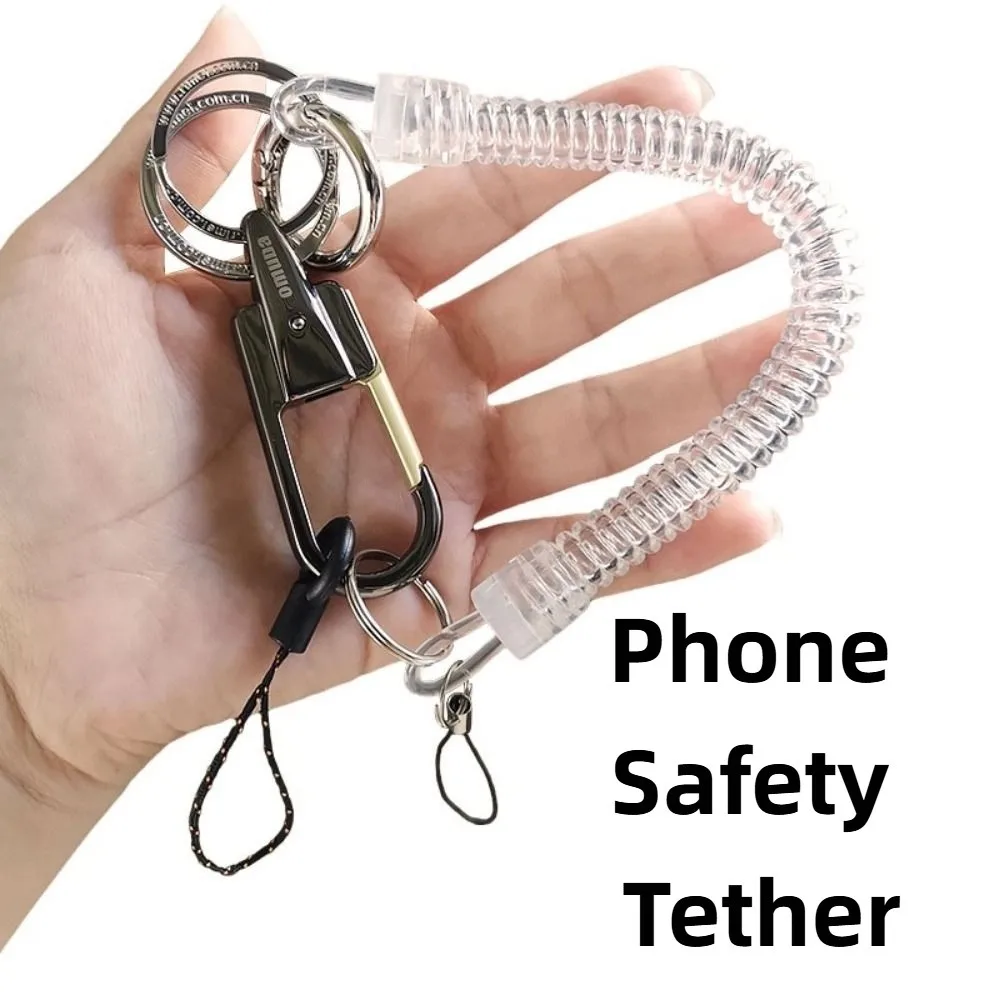 분실 방지 로프 휴대폰 텔레스코픽 끈 펜던트 스프링 휴대폰 스트랩 범용 금속 버클 휴대폰 안전 테더