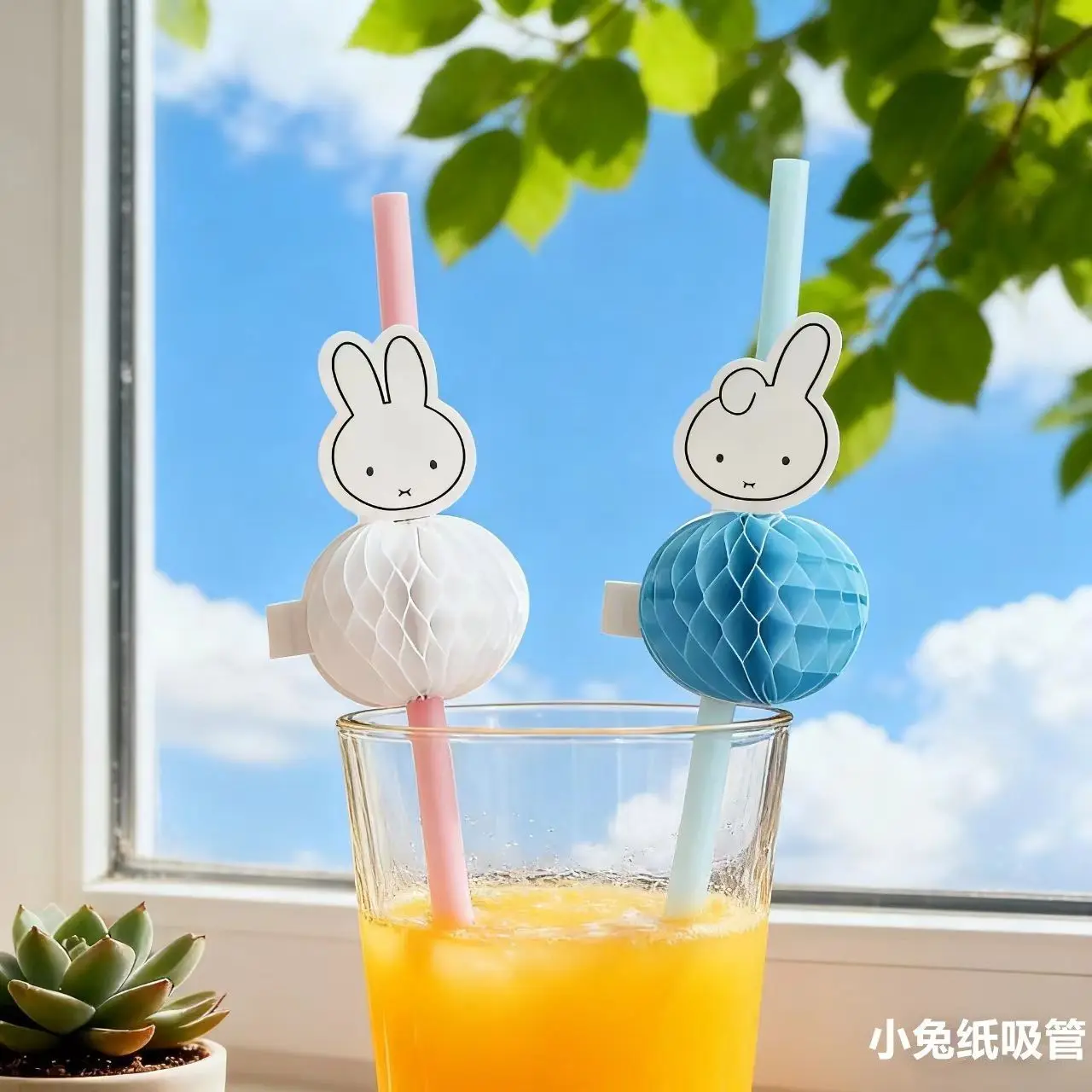 50Pcs Miffy Rabbit Straws Cute Cartoon Student Gift Eco Friendly Decor Straws Juice Beverage Party Supplies Biodegradable Paper
