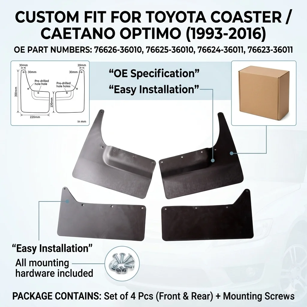 

Paitime Mud Flaps for Toyota Coaster Front Rear Mudguards Splash Guards Fender Flares