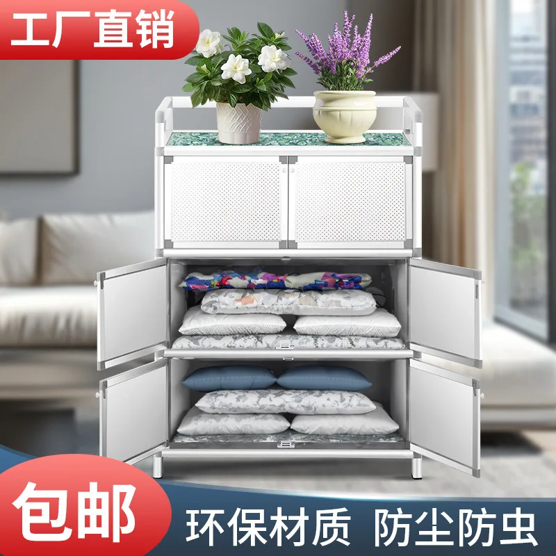 Aluminum alloy side cabinet simple cupboard small rental house storage cabinet household kitchen storage