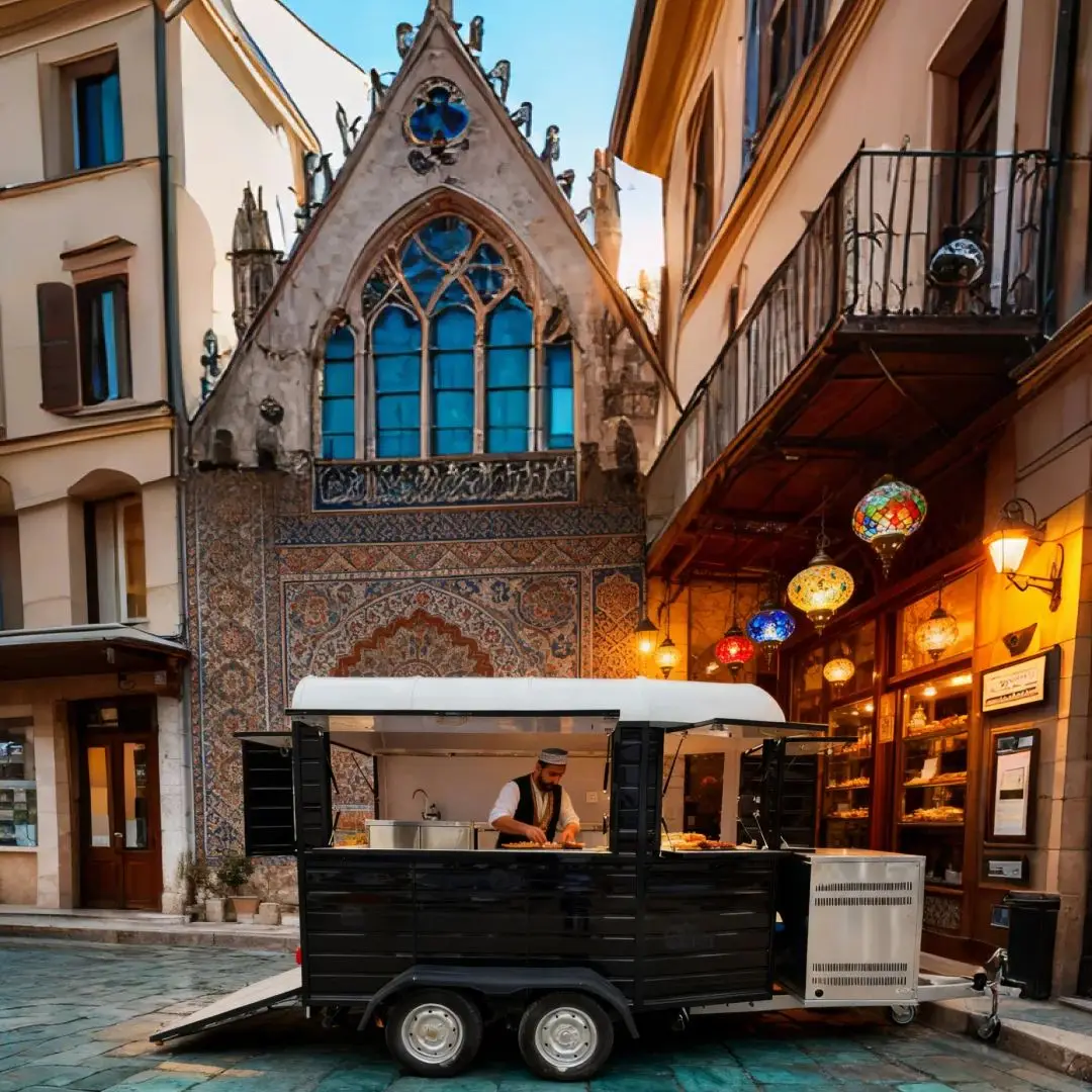 

Black Industrial Style Mobile Food Trailer for Outdoor Catering