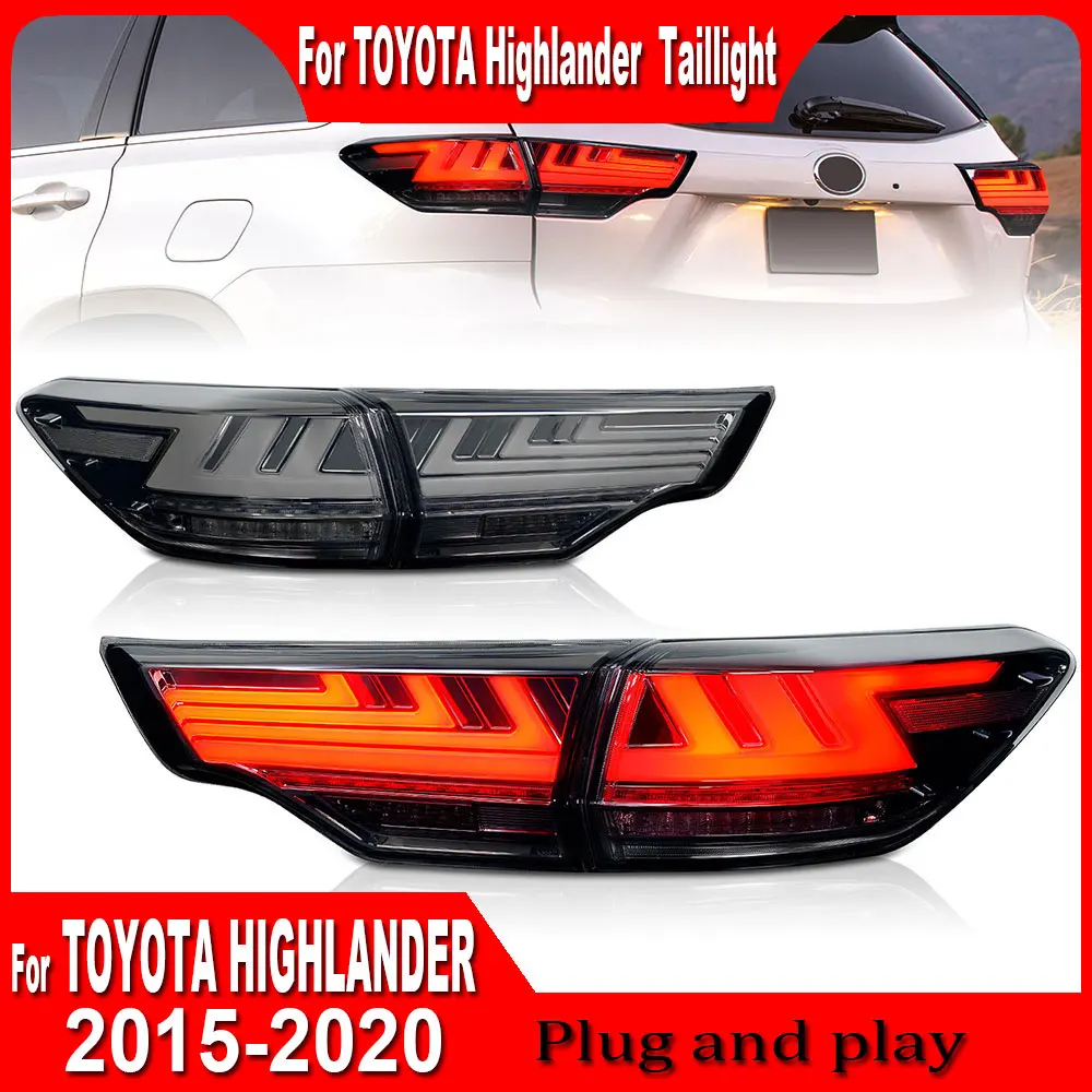 LED Tail Lights For Toyota Highlander 2014 2015 2016 2017 2018 2019 2020 DRL StartUP Animation Assembly Car Rear Back Lamp 2pc