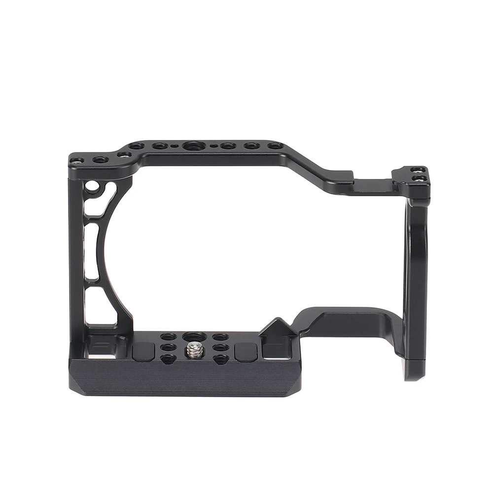 Camera Cage for Sony A6600 DSLR Rig Cold Shoe Mount Universal 1/4 3/8 Threaded Holes Aluminum Alloy Compatible with Microphone