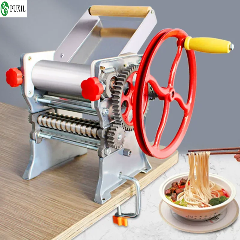IQI Manual Stainless Steel Noodle Pressing Machine Hand Crank Pasta Maker Dumpling Wonton Dough Rolling Hanger Spaghetti Cutter