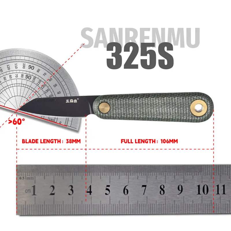 SANRENMU 325S 포켓 접이식 나이프, 12C27 블레이드 미니 잠금없는 키, 경량 선물 구조 도구, EDC, 신제품