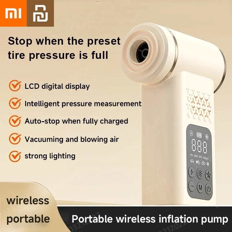 

Беспроводной пылесос Mijia с цифровым дисплеем, портативный умный воздушный насос для накачки шин, автомобильный пылесос для экстренных ситуаций на открытом воздухе, новинка