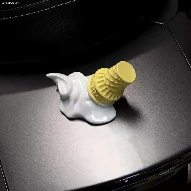 1pcs Car Decorative Accessories: Ice Cream Cone Hanging Ornament for Cars and Electric Vehicles - Creative Decorative Item