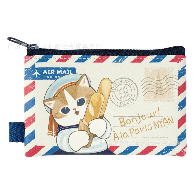 Bolsa de almacenamiento de gato tiburón con sello bonito de dibujos animados japoneses, Mini bolsas de maquillaje de varios lápiz labial pequeño y elegante de viaje de estilo británico