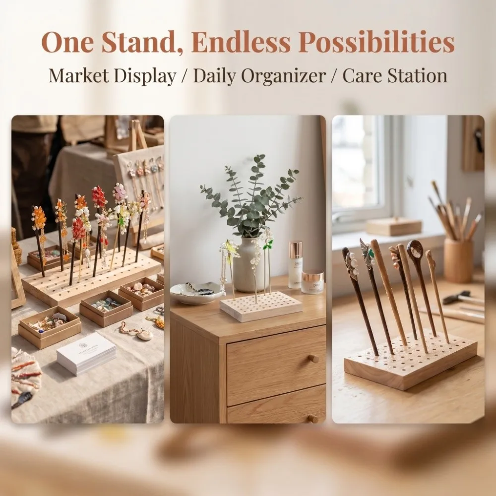 

54/65 Slots Hairpin Wooden Insert Board Jewelry Stand 5mm DIY Storage Board Space-Saving Organizer Ultra-light Drying Stand Gift