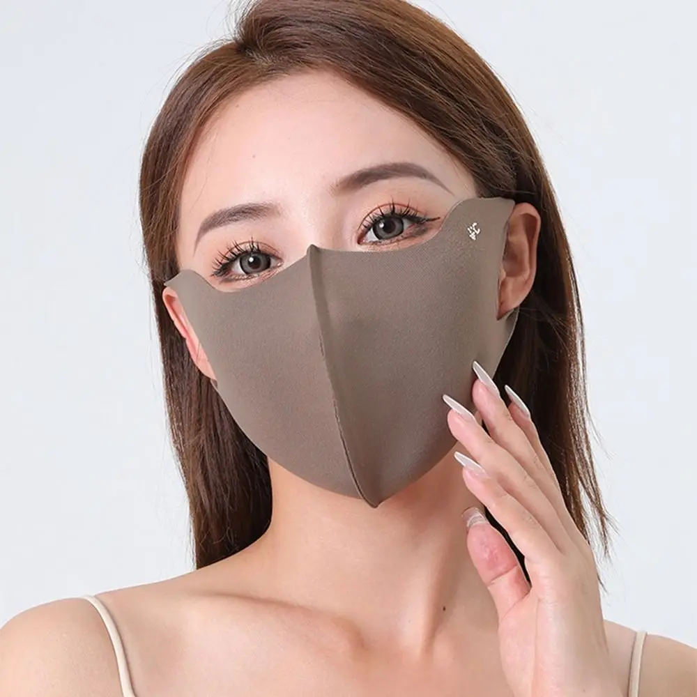 Thin Sunscreen Face Scarf Ice Silk Mask Summer Solid Color Face Cover Face Scarves UV Protection Face Gini Mask Cycling