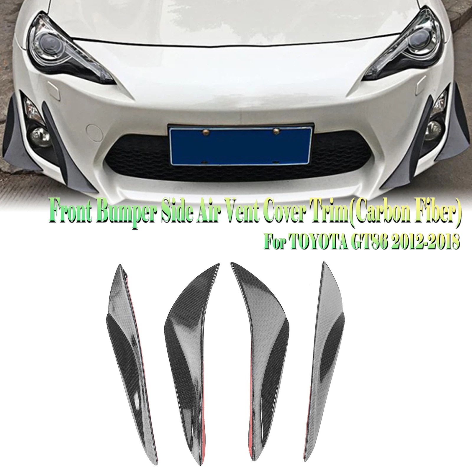 

Чехол для Toyota GT86 2012-2018, передний бампер, Боковая Отделка вентиляционного отверстия, задняя противотуманная рама из углеродного волокна, спойлер, декоративный набор утконов